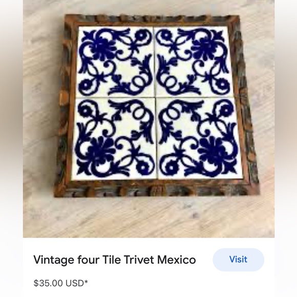 VINTAGE WOOD & TILE TRIVET SET-MADE in MEXICO - Picture 14 of 16